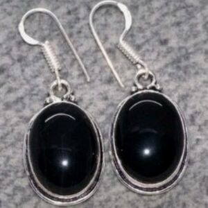 Black Onyx Gemstone 925 Sterling Silver Handmade Drop Dangle Earrings